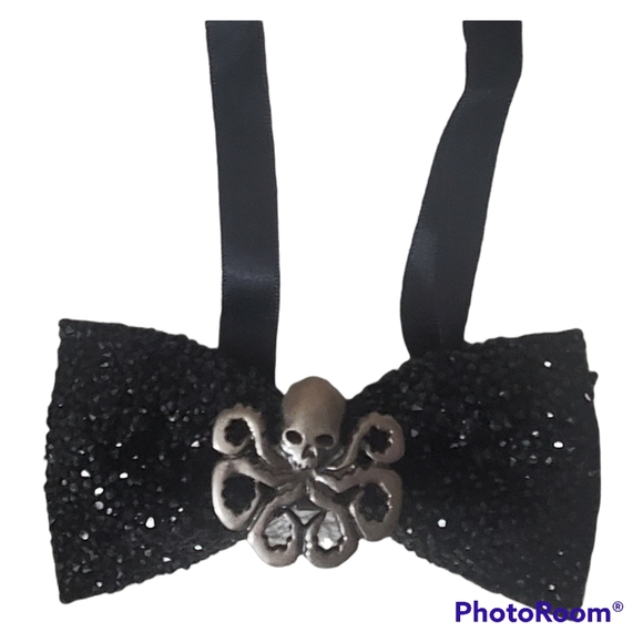 Steampunk octopus mens rhinestones bowtie wedding Halloween black bling groom - Picture 4 of 16